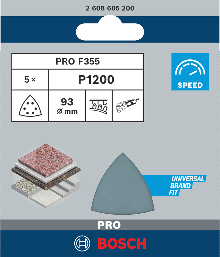 Bosch PRO Schleifblatt F355 BfCC 93x93 mm