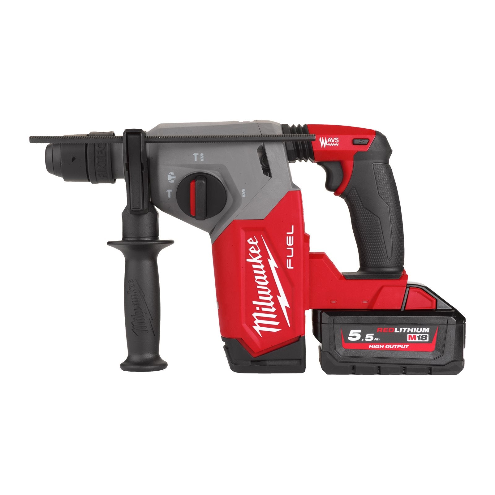 Milwaukee Akku-Kombihammer M18 FHX-552X (SDS plus, Schlagenergie: 2,5 J, Optimiertes Hammerbohren: 6 - 20 mm, mit 2 x 5,5 Ah Akku in HD Box)
