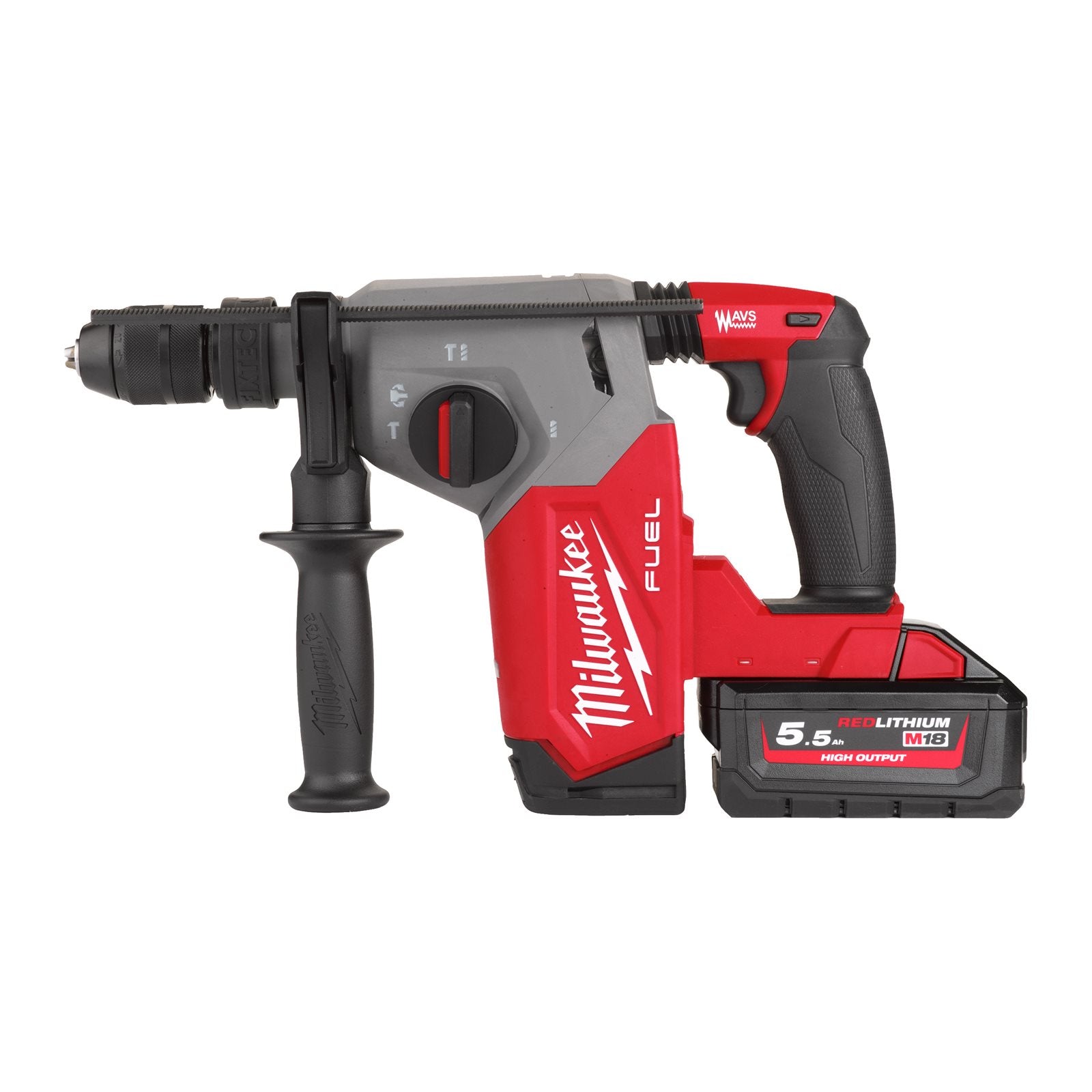 Milwaukee Akku-Kombihammer M18 FHX-552X (SDS plus, Schlagenergie: 2,5 J, Optimiertes Hammerbohren: 6 - 20 mm, mit 2 x 5,5 Ah Akku in HD Box)