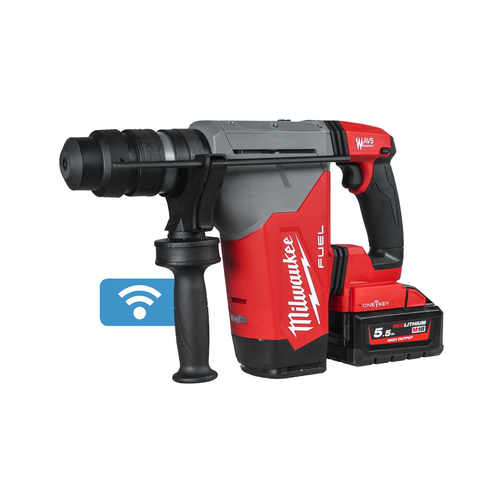 Milwaukee Akku-Kombihammer M18 ONEFHPX-552X (Schlagenergie: 5,0 J, SDS plus, ONE-KEY, mit 2 x 5,5 Ah Akku in HD Box)