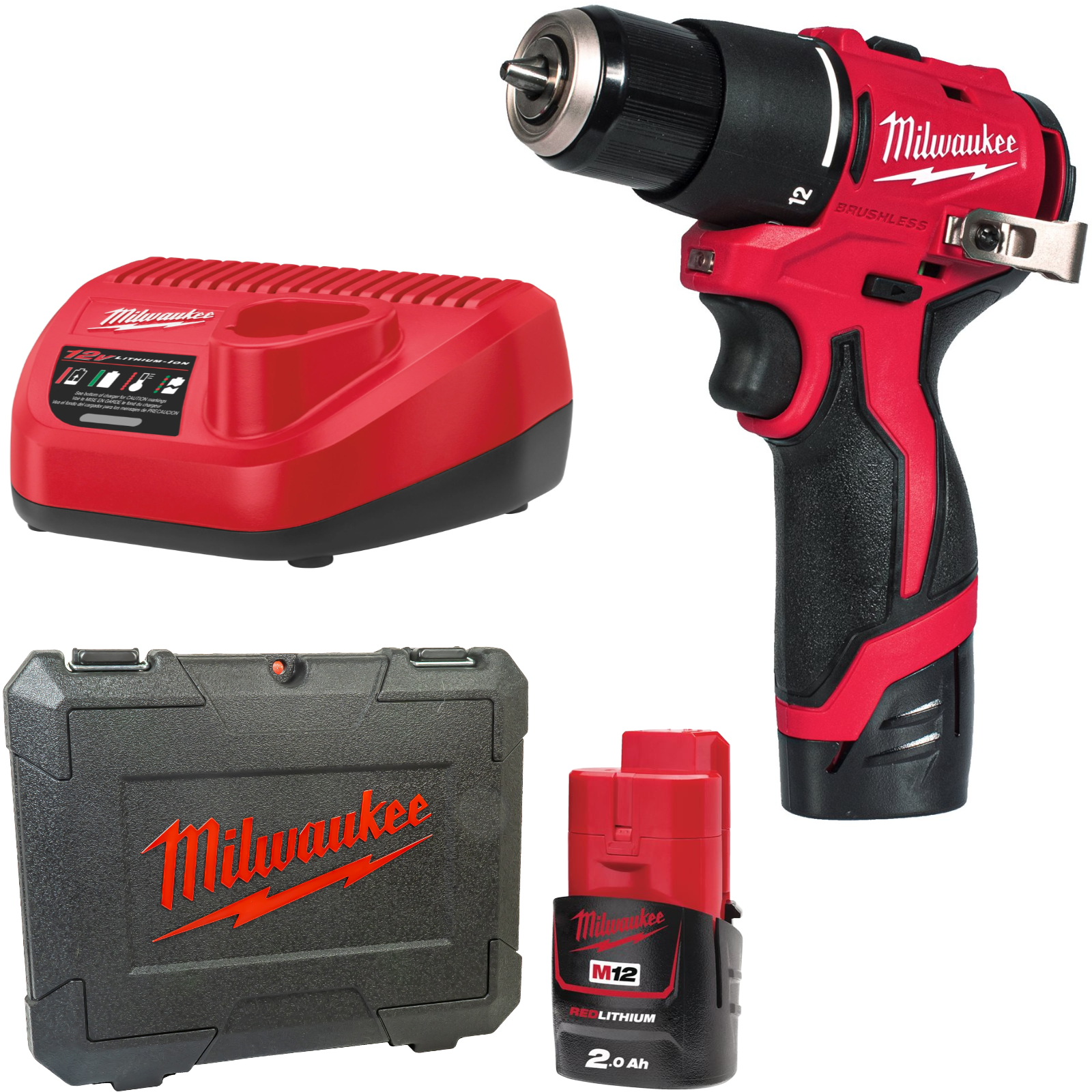 Milwaukee Akku-Schlagbohrschrauber M12 BLPDRC-202C (Drehmoment: 40 Nm, Bohrfutter: 10 mm, inkl. 2 x 2,0 Ah Akku in Koffer)