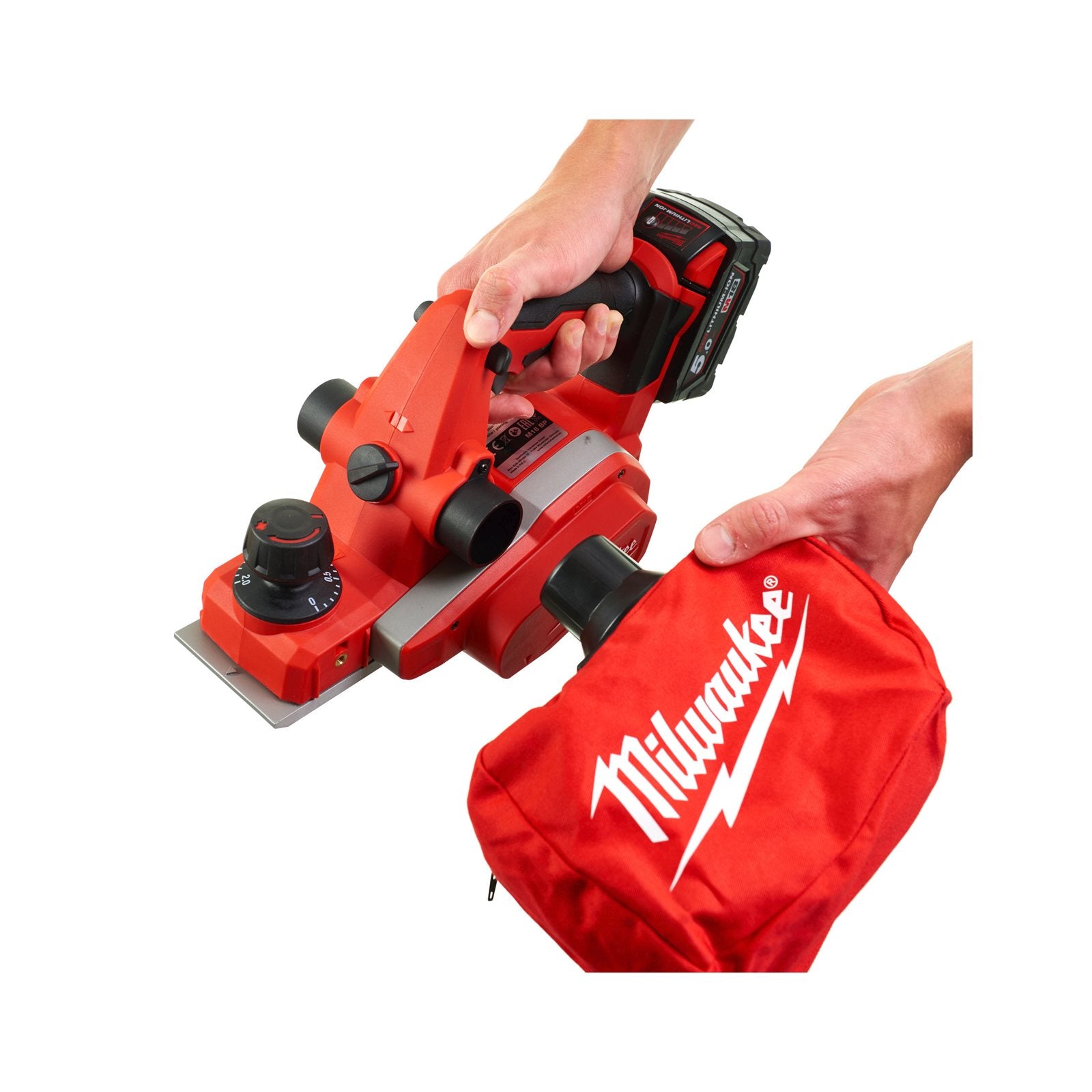 Milwaukee Akku-Hobel M18 BP-0 (Hobelbreite: 82 mm, Falztiefe: 10,7 mm, Spannabnahme: 2 mm, Drehzahl: 14000 U/min, ohne Akku)