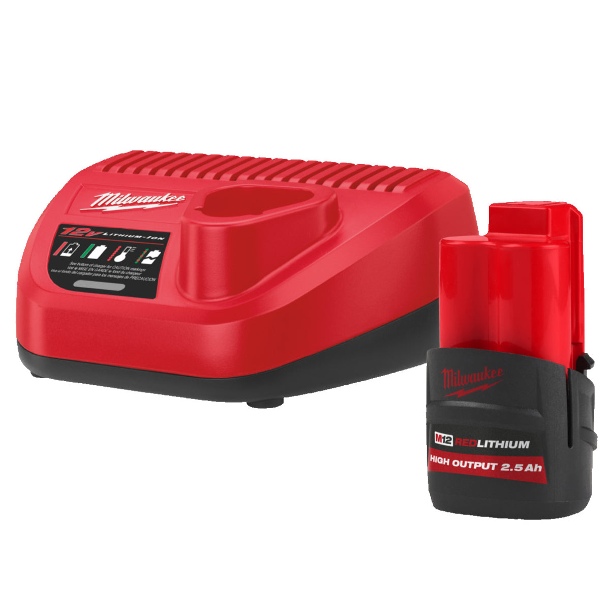 Milwaukee Akku-Starter-Set M12 HNRG-251 (mit 1 x 12V / 2,5 Ah Akku M12 HB2.5 High Output, 1 x C12 C Ladegerät)