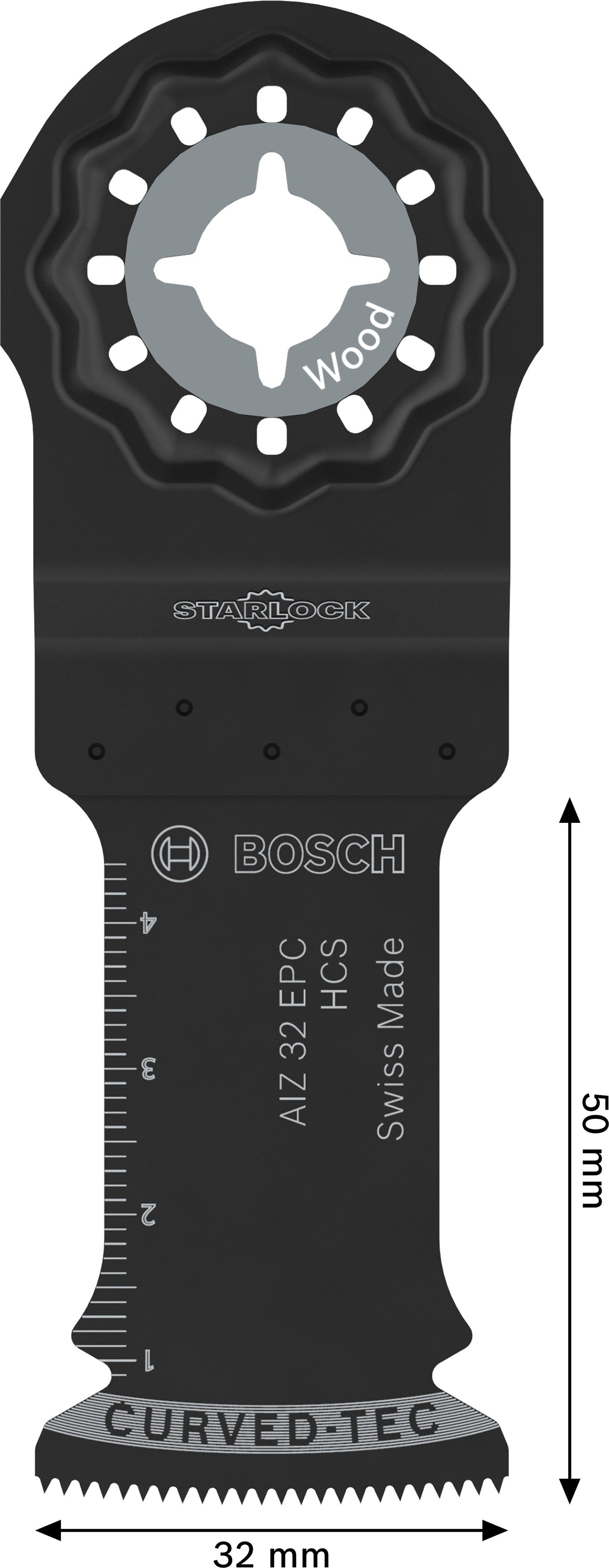 Bosch Tauchsägeblatt AIZ 32 EPC (Starlock, HCS, Curved-Tec, Zum Schneiden von Weichholz, 32 x 50 mm)