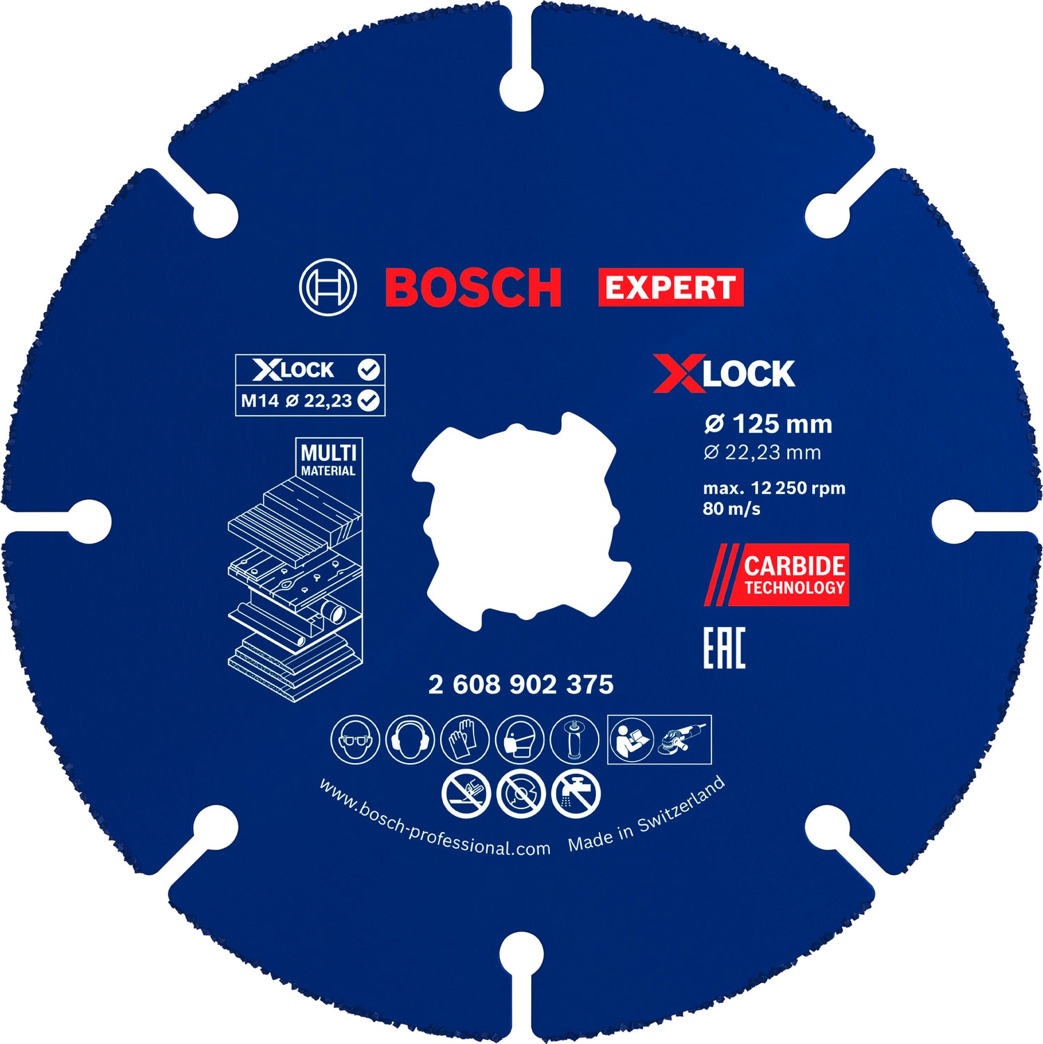 Bosch EXPERT Multi Material Carbide-Trennscheibe Ø 125 mm (X-LOCK, Carbide Multi Wheel, Zum Schneiden verschiedenster Materialien)