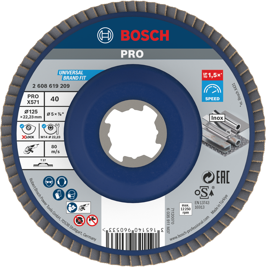 Bosch PRO X-LOCK Fächerschleifscheibe Best for Metal Ø 125 x 22.23 mm (schleifen von Metall)