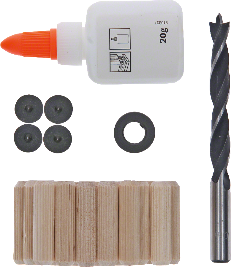 Bosch Holzdübel Set 10 mm (Dübel, Dübelzentrierstifte, Klebstoff, Bohrer 27 tlg.)
