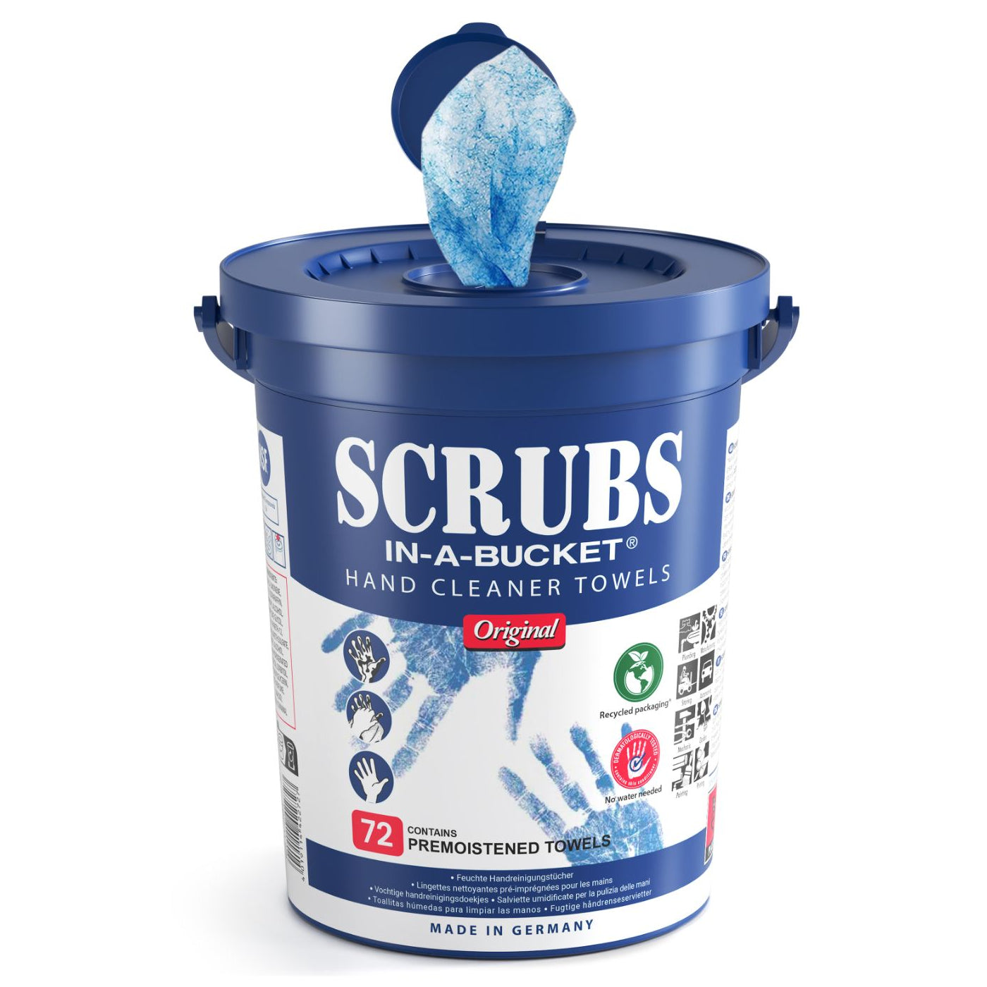 Scrubs Eimer 72 Tücher (In-a-Bucket, Handreinigungstuch, Feuchte Reinigungstücher, Hand Wipes)