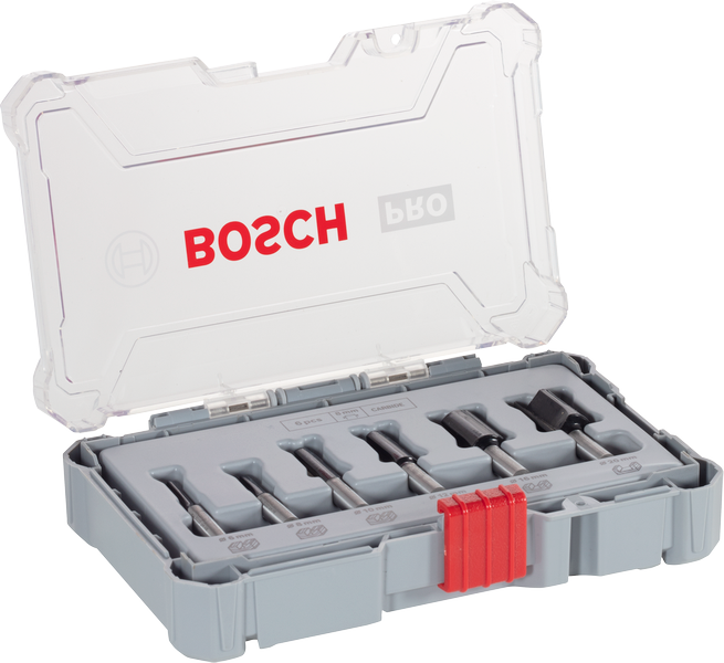 Bosch PRO Fräser-Set (Nutfräser-Set, 8-mm-Schaft, 6 tlg.)