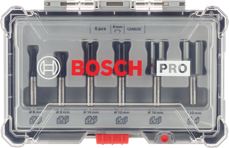 Bosch PRO Fräser-Set (Nutfräser-Set, 8-mm-Schaft, 6 tlg.)