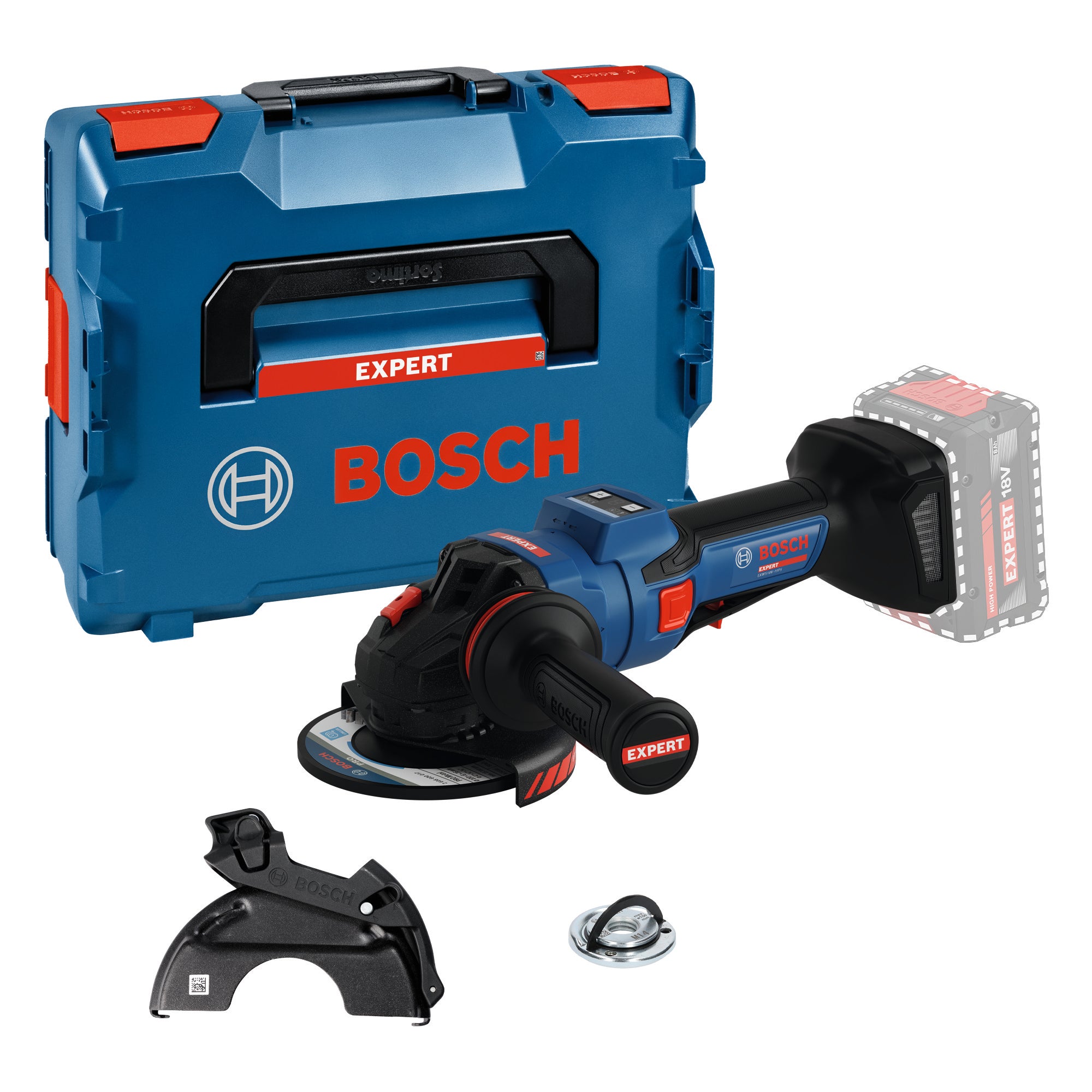 Bosch EXPERT Akku-Winkelschleifer EXWS18V-15PS (Scheiben-Ø: 125 mm, Drehzahl: 11000 U/min, Paddelschalter, ohne Akku in L-BOXX 162)