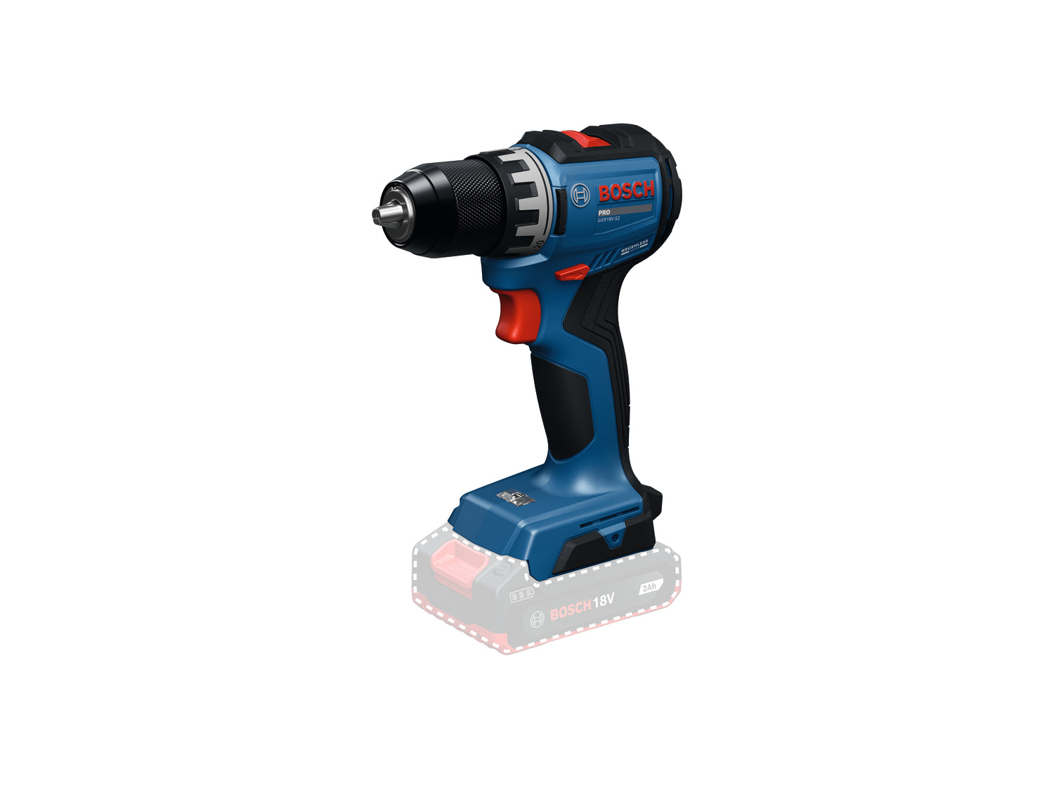Bosch PRO Akku-Bohrschrauber GSR18V-52 (Max. Drehmoment: 70 Nm, Bohrfutter: 13 mm, Drehzahl: 500/1900 U/min, ohne Akku im Karton)