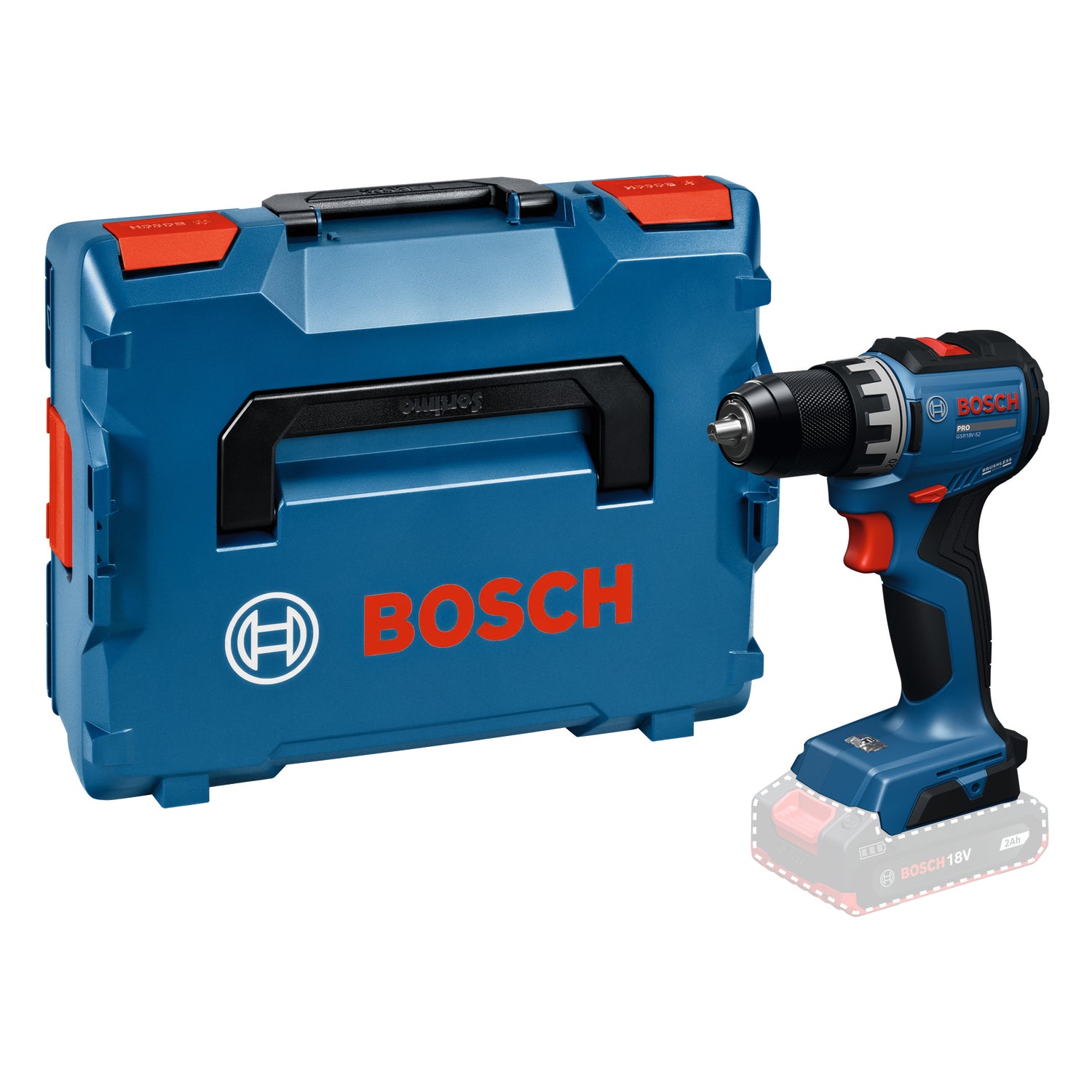 Bosch PRO Akku-Bohrschrauber GSR18V-52 (Max. Drehmoment: 70 Nm, Bohrfutter: 13 mm, Drehzahl: 500/1900 U/min, ohne Akku in L-BOXX 136)