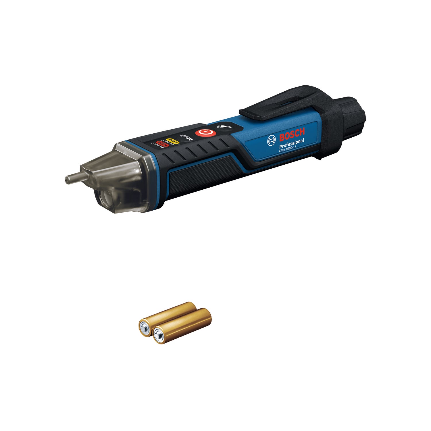 Bosch PRO Spannungsprüfer GVD 1000-17 (berührungslos, Zwei Spannungsbereiche: 24 - 1000 / 90 - 1000 V AC, CAT IV, IP67, LED-Anzeige, inkl. Batterien)