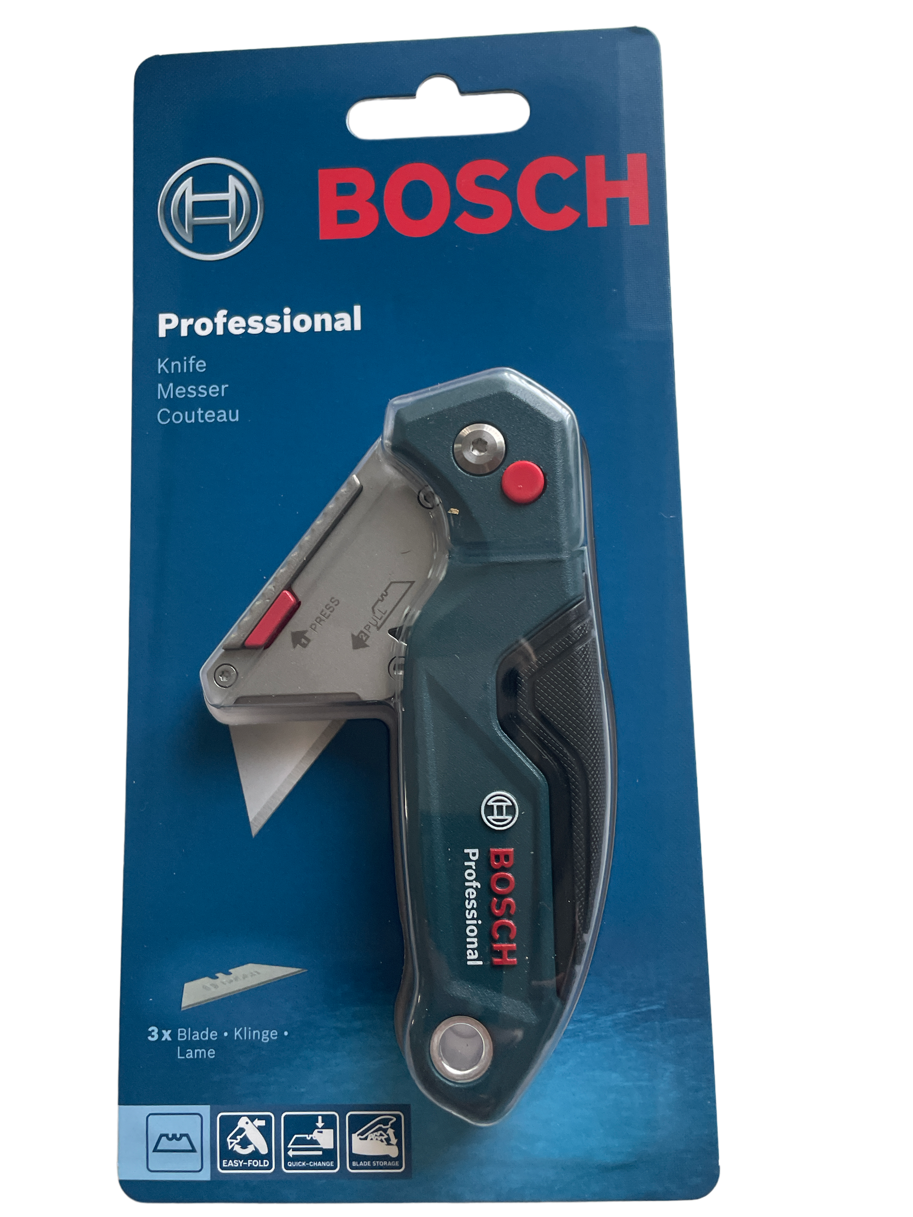 Bosch Universal-Klappmesser mit Klingenfach inkl. 3x Ersatzklingen