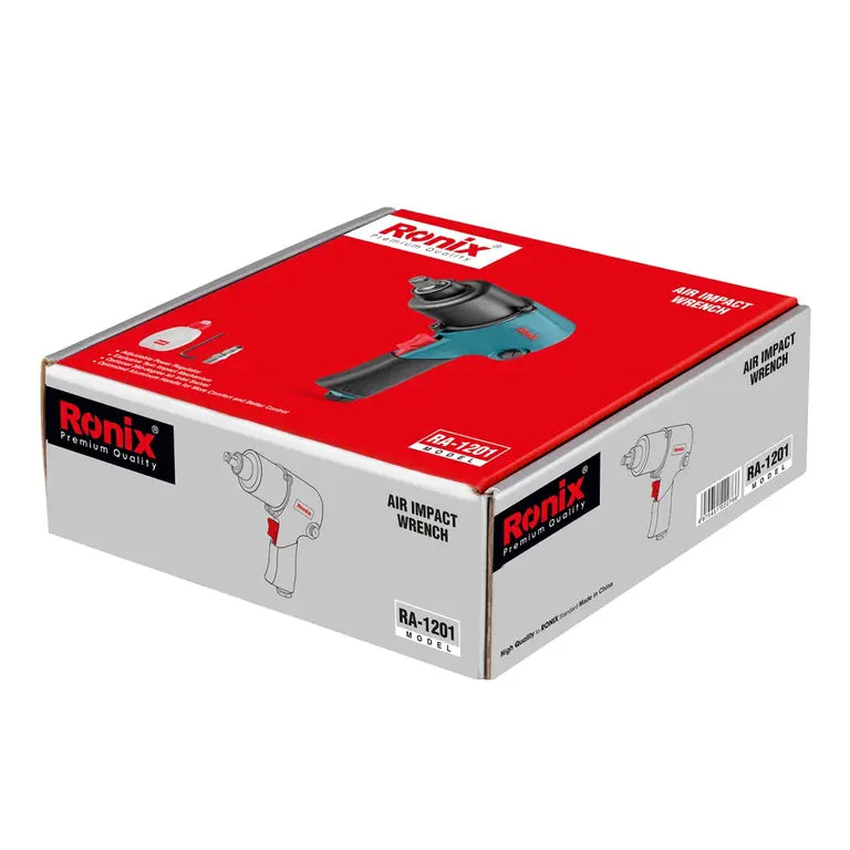 Ronix 1/2" Druckluft-Schlagschrauber RA-1201 (Max. Drehmoment: 900 Nm, Betriebsdruck: 90 PSI / 6,3 bar, Leerlaufdrehzahl 7500 U/min)