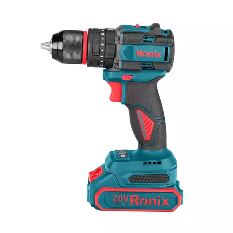 Ronix Akku-Schlagbohrschrauber 8670 (Max. Drehmoment: 60 Nm, Bohrfutter: 13 mm, kompatibel mit Makita 18V Akkus, inkl. 2 x 20V / 2,0 Ah Akku im Koffer)