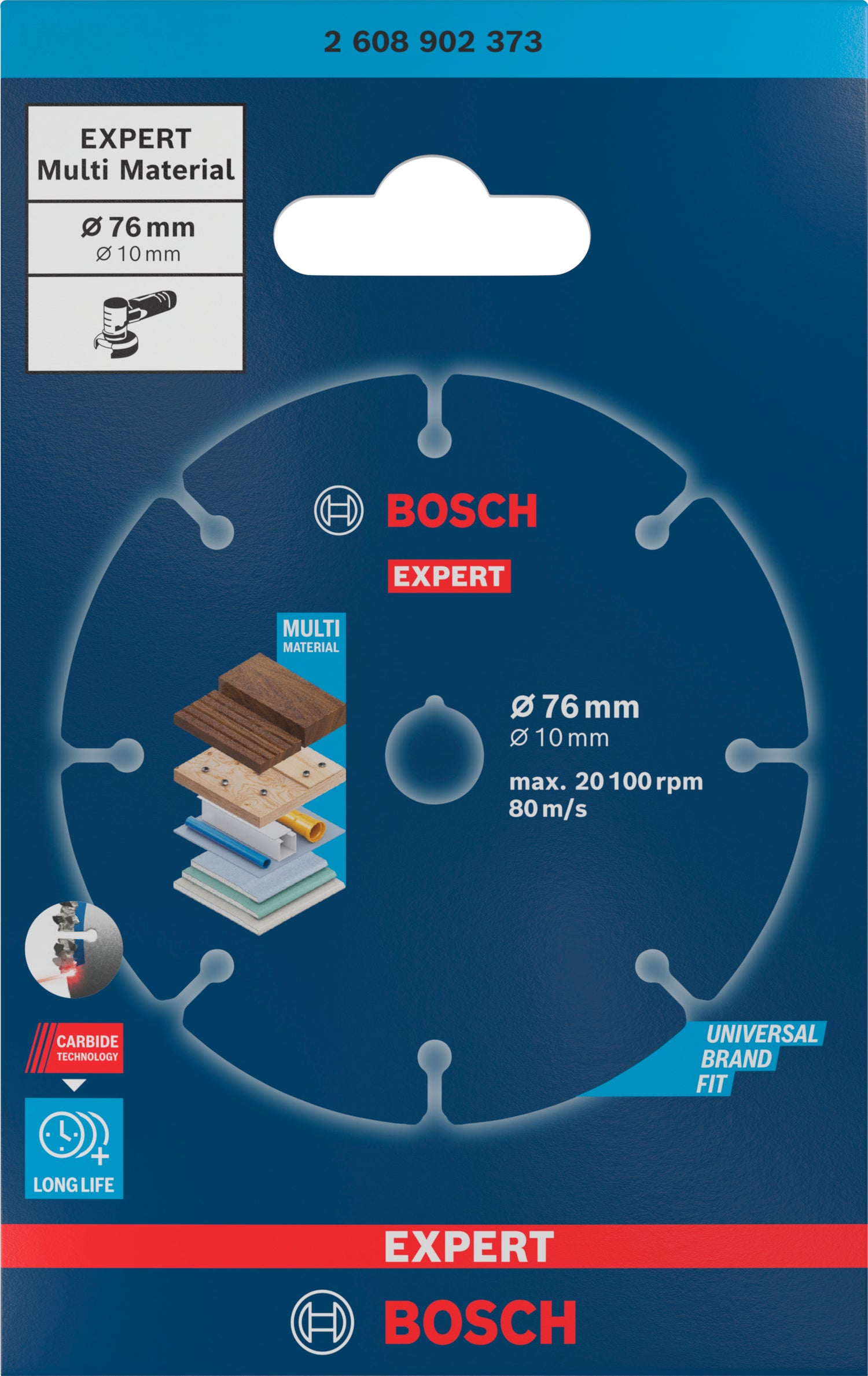 Bosch EXPERT Multi Material Carbide-Trennscheibe Ø 76 x 10 mm für Minischleifer (Überragende Lebensdauer, Zum Schneiden verschiedenster Materialien)