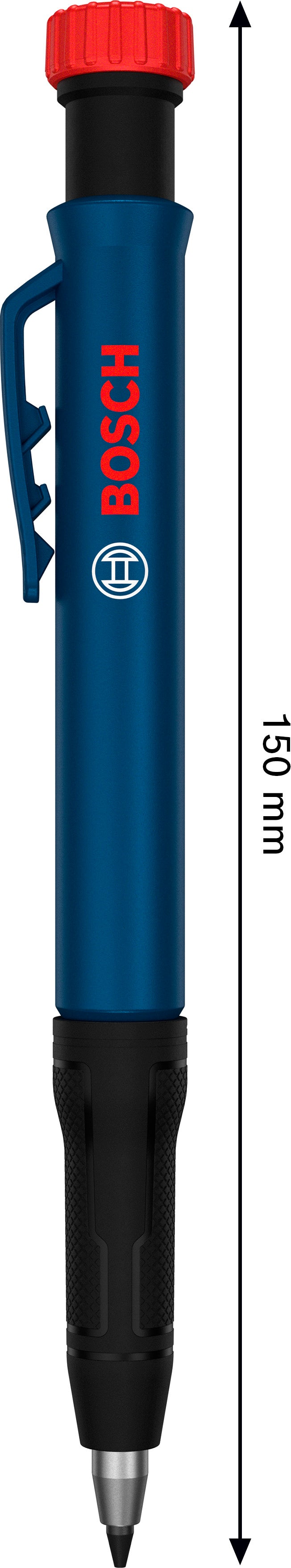 Bosch Tieflochmarker Bleistift mit integriertem Spitzer, inkl. einer HB Graphit-Mine 2,8 x 120 mm