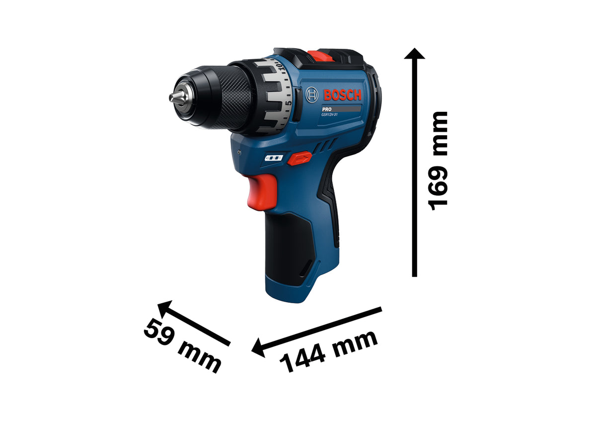 Bosch PRO GSR12V-31 Akku-Bohrschrauber (inkl. 2 x 2,0 Ah Akku, Ladegerät, L-BOXX 102)