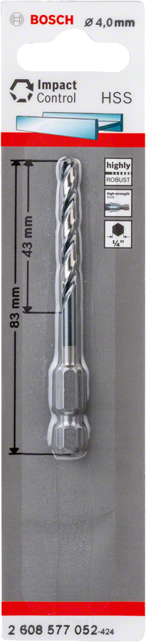 Bosch Professional Impact Control HSS Metallbohrer mit Sechskantschaft Ø 4x43x83 mm