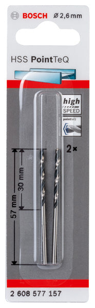 Bosch PointTeQ Metallbohrer HSS DIN 338  Ø 2.6 x 30 x 57 mm