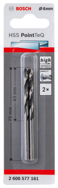 Bosch PointTeQ Metallbohrer HSS DIN 338  Ø 4 x 43 x 75 mm