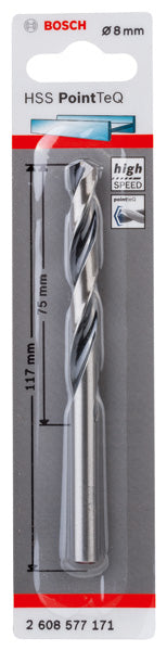 Bosch PointTeQ Metallbohrer HSS DIN 338  Ø 8 x 75 x 117 mm