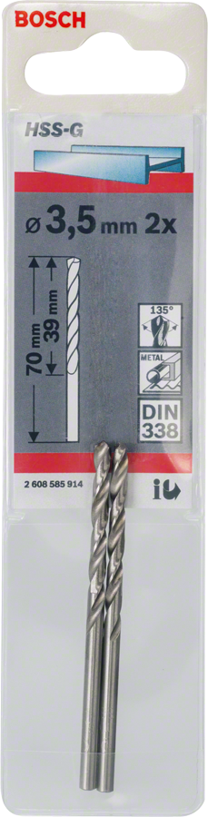 Bosch Metallbohrer HSS-G, DIN 338 Ø 3.5 x 39 x 70 mm
