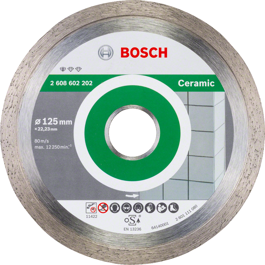 Bosch Diamanttrennscheibe Standard for Ceramic Ø 125x22.23x1.6x7 mm zum schneiden in Fliesen