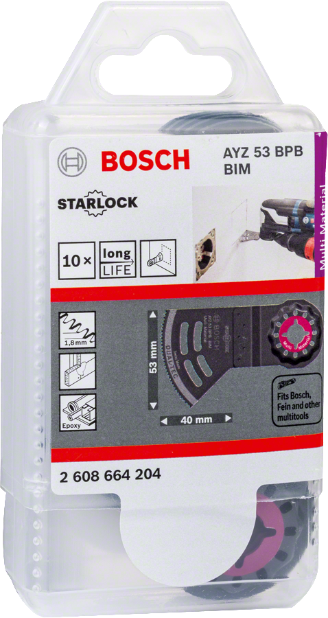 Bosch Professional AYZ 53 BPB Dual-Tec-Sägeblatt 53x40 mm für präzise Tauch- und gerade Schnitte in Holz und abrasiven Materialien