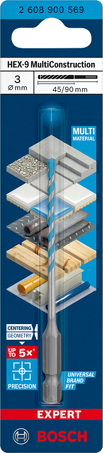 Bosch Professional Expert HEX-9 MultiConstruction Bohrer Ø 3x45x90 mm