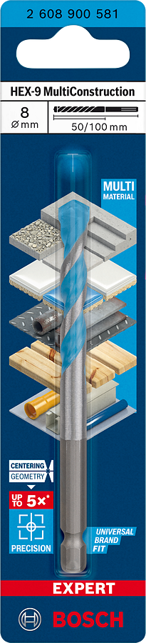 Bosch Professional Expert HEX-9 MultiConstruction Bohrer Ø 8x50x100 mm