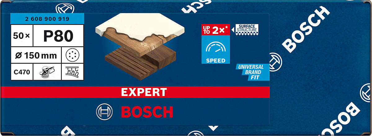 Bosch Professional Expert Schleifpapier C470 mit 6 Löchern für Exzenterschleifer Ø 150 mm Körnung 80 50tlg.