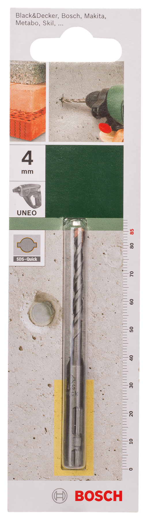 Bosch DIY Uneo Bohrer für Beton/Stein SDS-Quick, Ø 4 x 40 x 85 mm