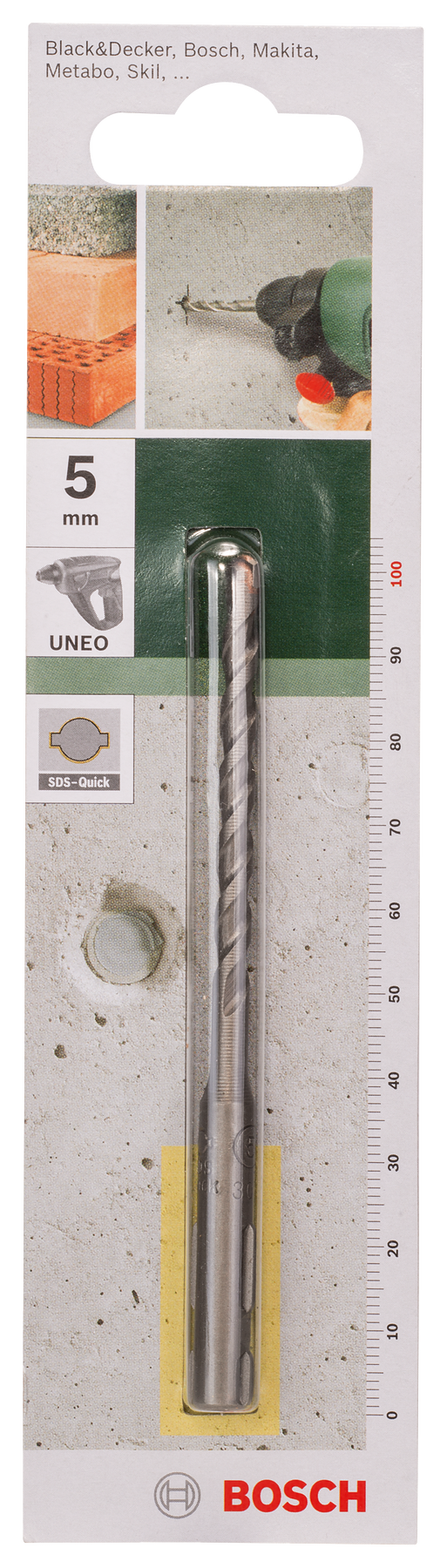 Bosch DIY Uneo Bohrer für Beton/Stein SDS-Quick, Ø 5 x 55 x 100 mm