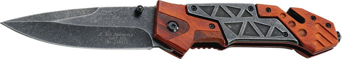 Herbertz Rettungsmesser 92 mm Klinge rostfreier Stahl und Griff aus Pakkaholz
