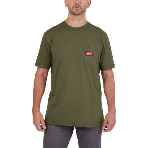 Milwaukee® Arbeits-T-Shirt WTSS mit UV-Schutz kurzärmlig grün in der Größe S/M/L/XL/XXL