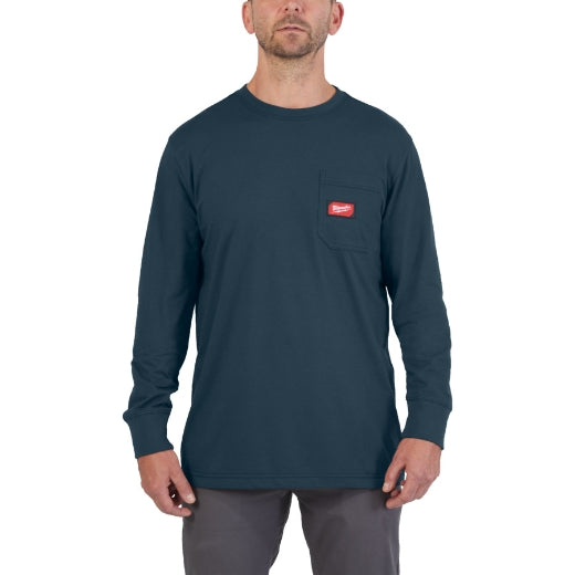 Milwaukee® Arbeits-Langarm-Shirt WTLS mit UV-Schutz blau in der Größe S/M/L/XL/XXL