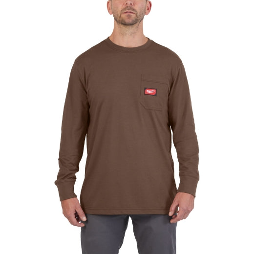 Milwaukee® Arbeits-Langarm-Shirt WTLS mit UV-Schutz braun in der Größe S/M/L/XL/XXL