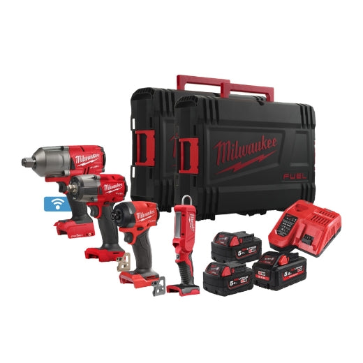 Milwaukee M18 FPP4G3-553XEU 18V Akku-Werkzeuge Set 3x Akku-Schlagschrauber, Akku-Leuchte und Akku Set