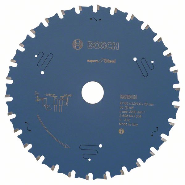 Bosch Expert Kreissägeblatt Steel 160x20x2,0 mm, 30 Zähne