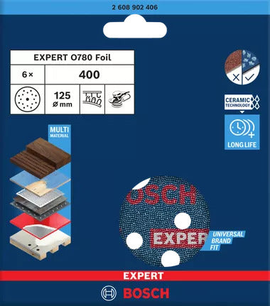 Bosch Expert Folienschleifscheibe O780 Ø 125 mm K400 6 Stk. 2608902406