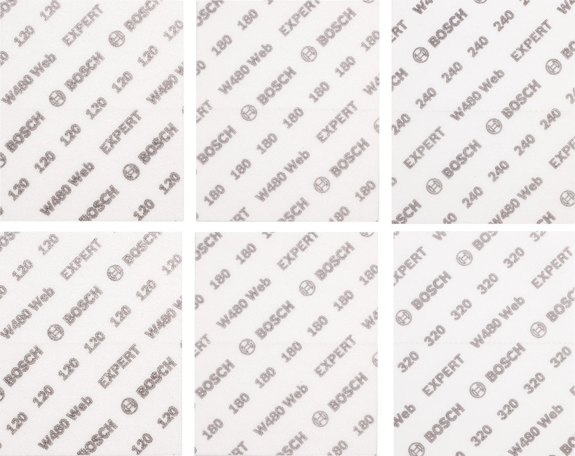Bosch Expert Handschleifblatt Set W480 Web 1/4 115 x 140 mm 6 tlg. beidseitig nutzbar  (2608902431)