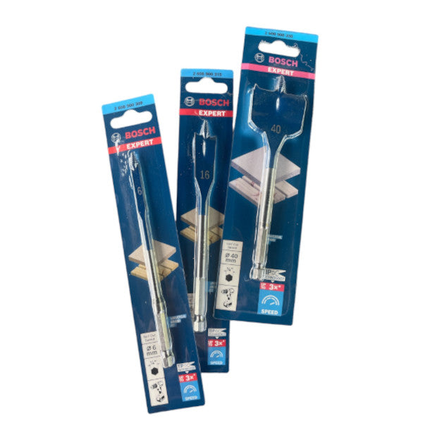 Bosch Expert SelfCut Speed Flachfräsbohrer 1/4" Ø 6 - 40 x 152 mm für Weichholz‑, Grobspan‑ und Partikelplatten