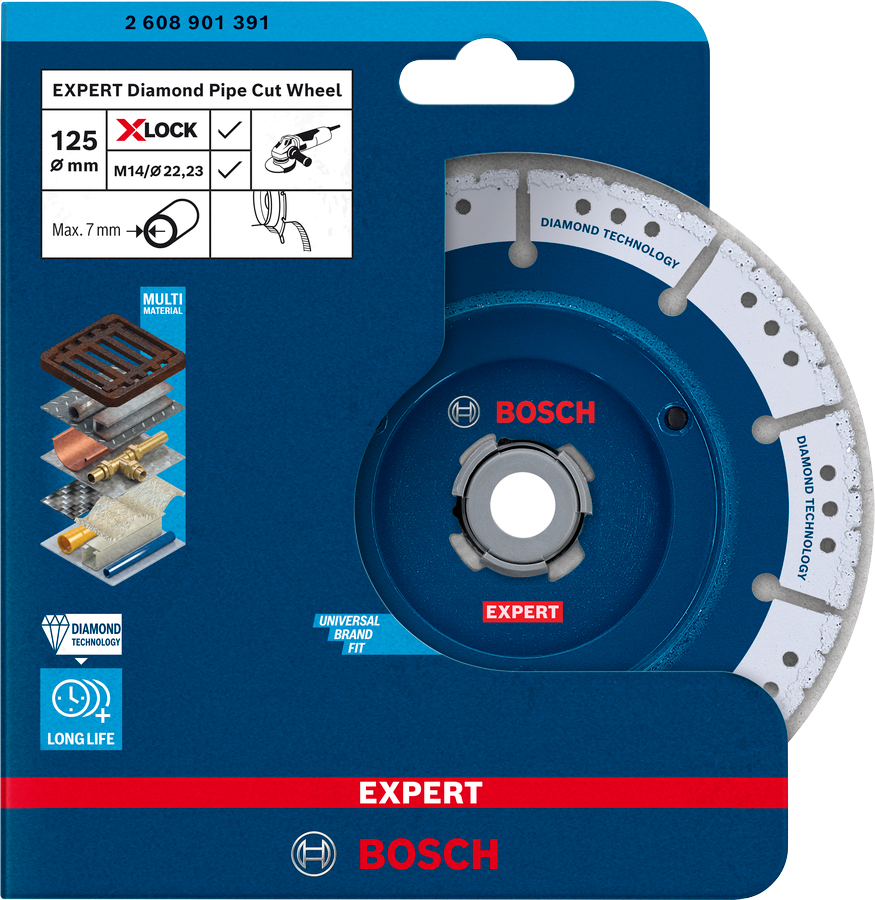 Bosch Expert X-Lock Diamond Pipe Cut Wheel Trennscheibe 125x2.8x22.23 mm (2608901391)