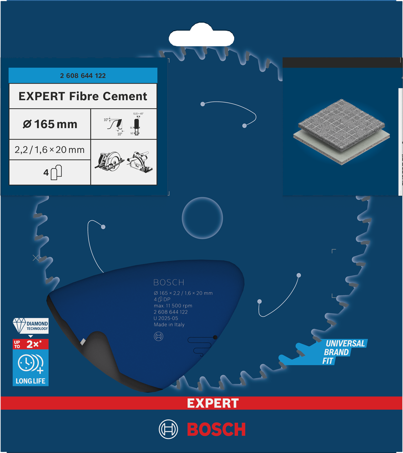 Bosch Expert for Fibre Cement Kreissägeblatt Ø 165x2.2/1.6x20 mm 4 Zähne (2608644122)
