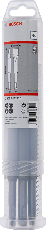 Bosch Professional Meißelset Spitz- und Flachmeißel SDS-plus 4tlg. in Kunststoffröhre