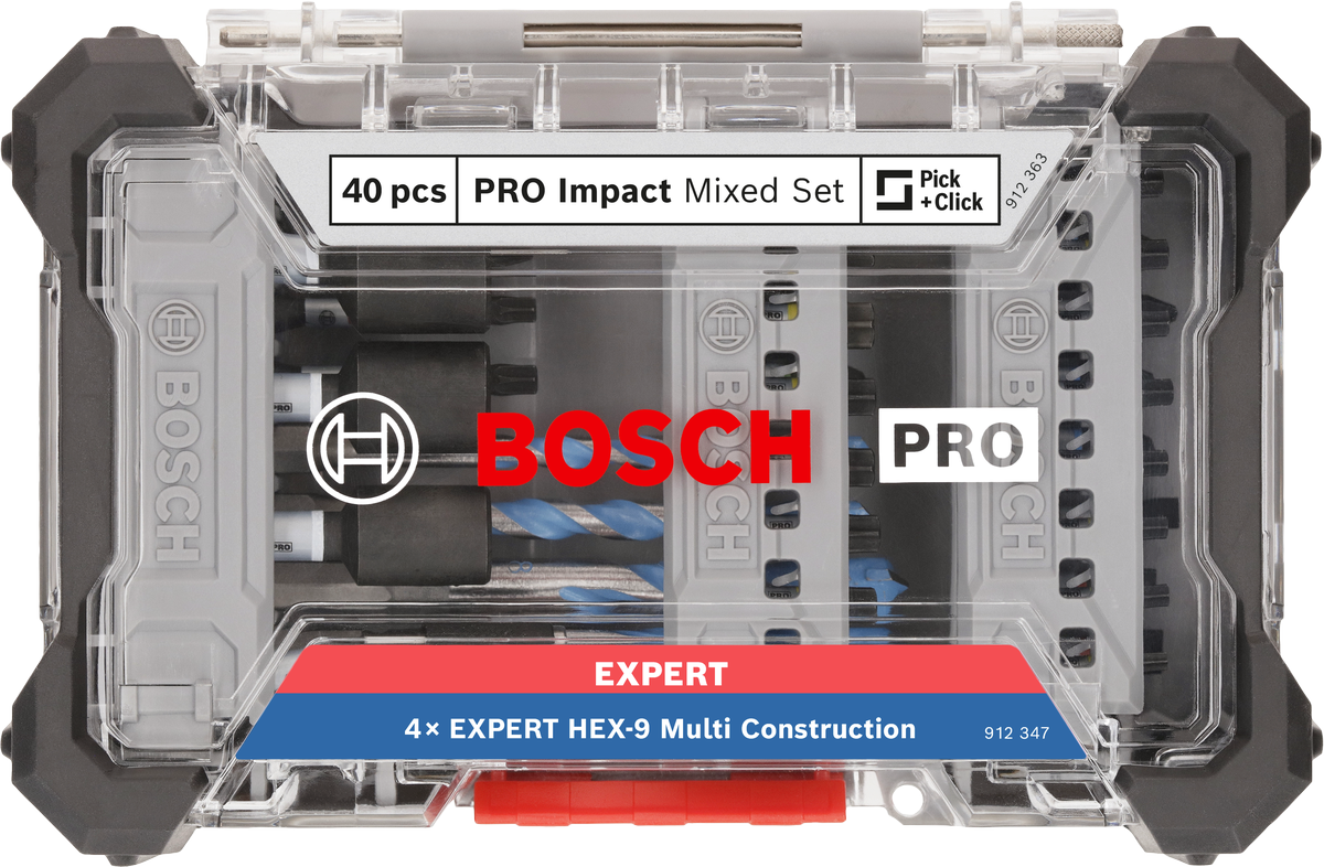 Bosch PRO Impact Schrauberbits und Multi Construction Bohrer Set in Kassette 40 tlg. (2608521U85)