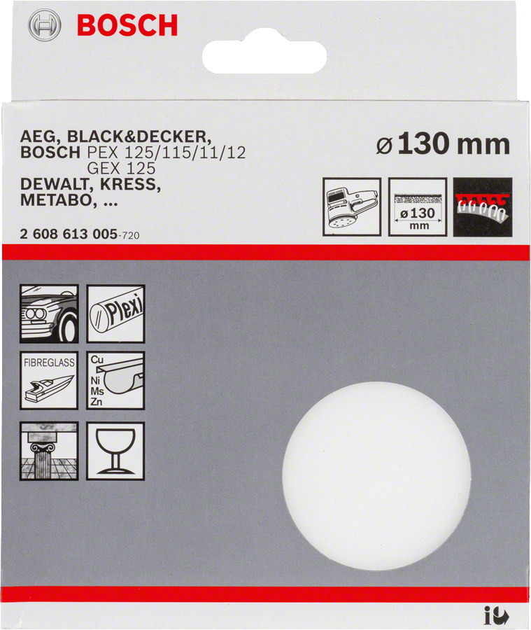 Bosch Polierschwamm Klett für Exzenterschleifer 130 mm (2608613005)